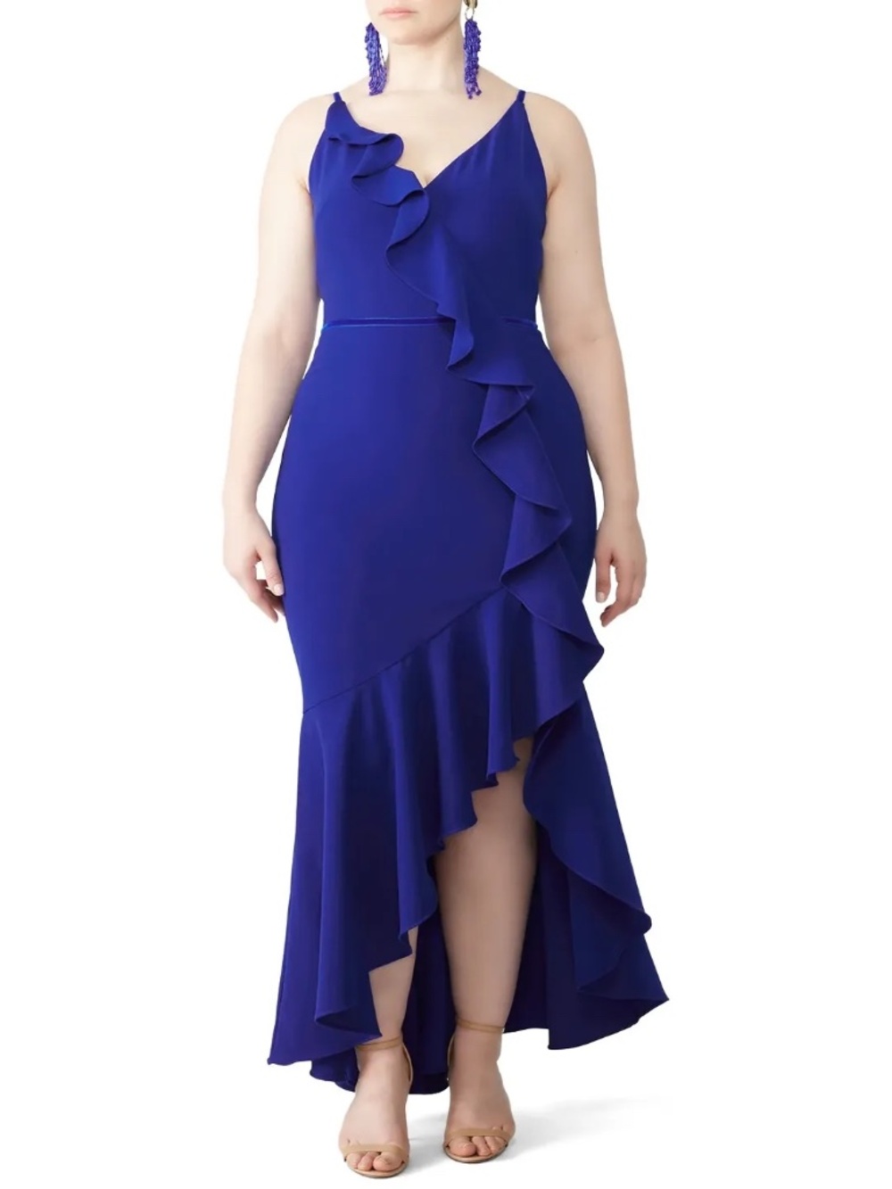 RTR Marchesa Notte Royal Blue Ruffle Gown - size 16